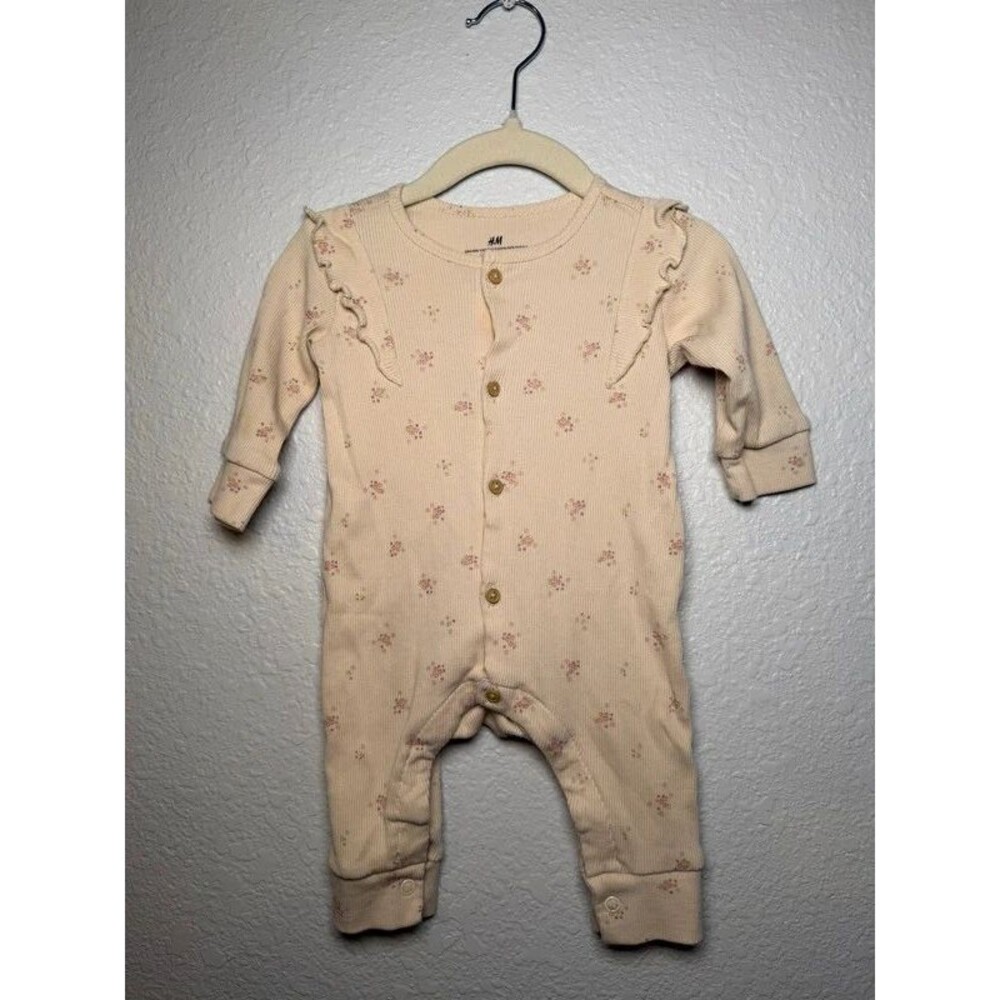 H&M baby girl 3M organic cotton cream floral romper
